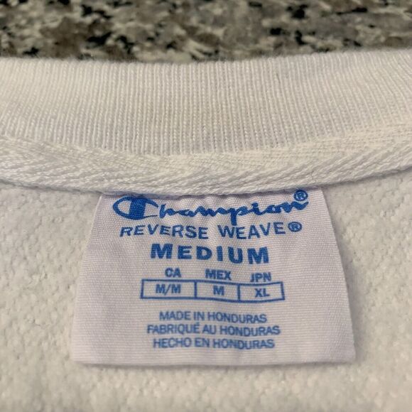 Vintage Champion Reverse Weave Sweatshirt Mens M 80s-90s Distressed Spellout - Picture 6 of 7